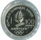 Франция, 100 франков, 1992, олимпиада, Альбервиль, горные лыжи, серебро 22,2 гр, капсула, KM# 983