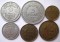 Франция. Набор из 6 монет послевоенного периода. 1 – 50 франков.