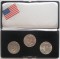 США, набор юбилейных долларов  1971 и 1976 – серебряные. Оригинальный футляр