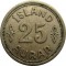 Исландия, 25 эйре, 1940, XF, один год чеканки