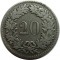 Швейцария, 20 раппен, 1850, низкопробное серебро, первый год чеканки