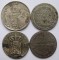 Монеты Европы, 4 шт, серебро